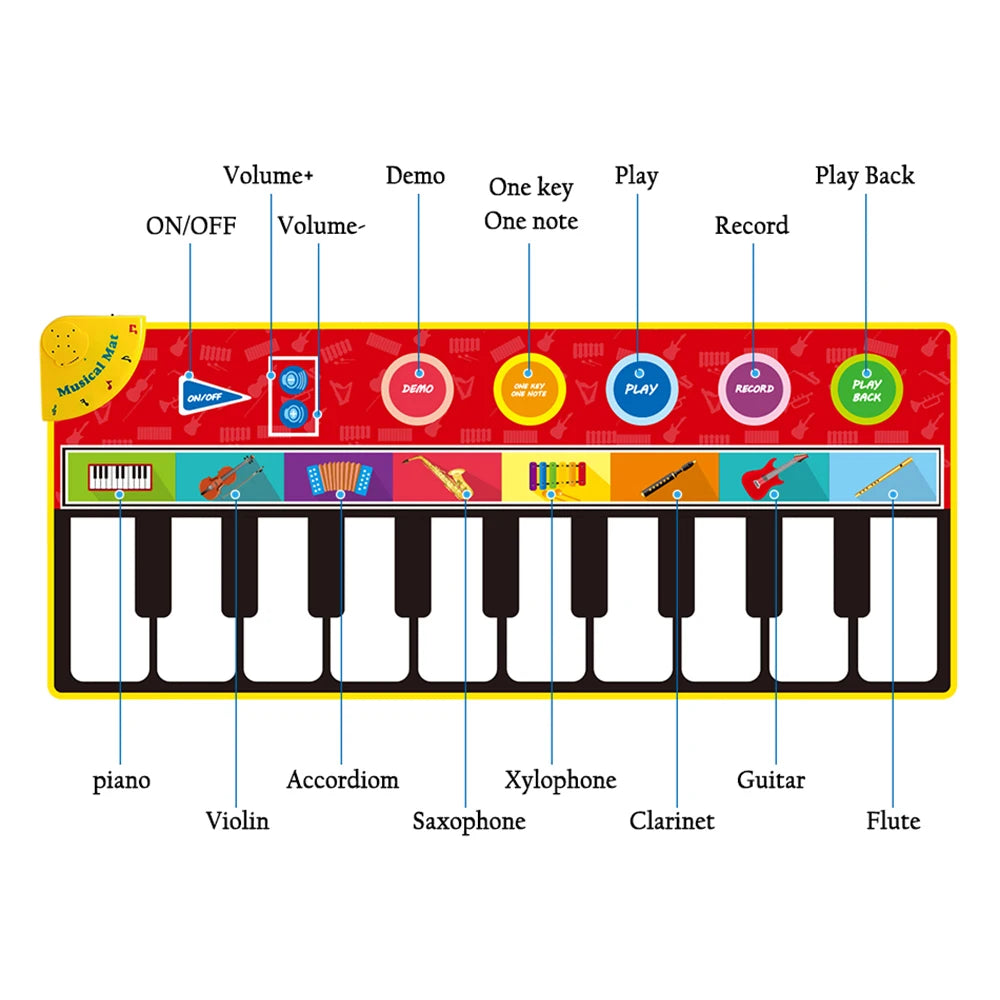 Musical Mat Baby Play Piano Mat Keyboard Toy Music Instrument Montessori Toys Crawling Rug Educational Toys for Kids for lots of fun.