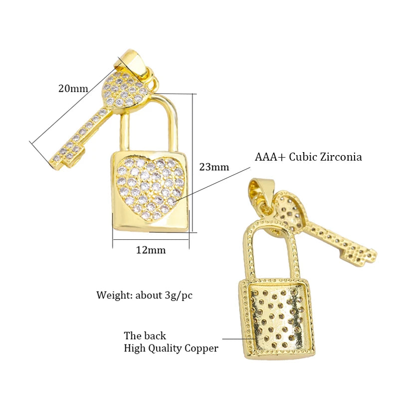 Juya DIY 18K Gold Plated Love Heart Key Locket Charms For Handmade Fashion  Necklace Making Components Wholesale