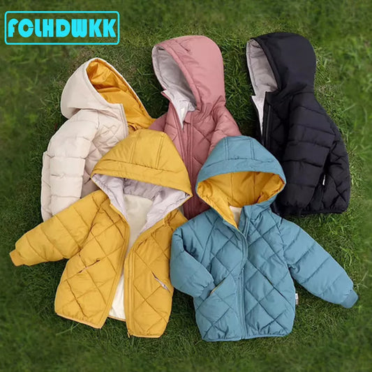 Kids Girls Boys Autumn Winter Jackets Coat New Children Down Padded Baby Jacket Plus Velvet Warm Cotton