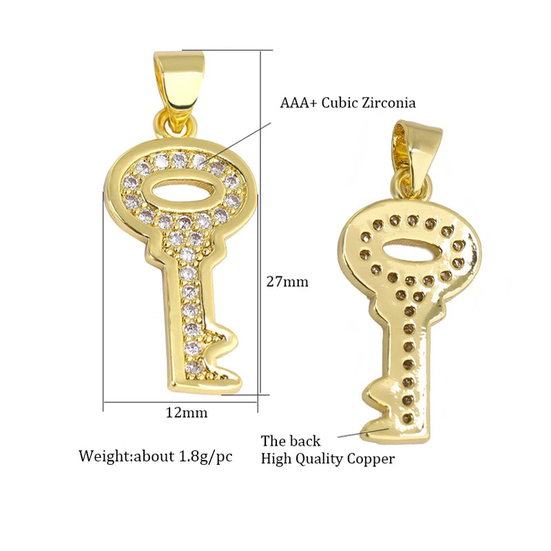 Juya DIY 18K Gold Plated Love Heart Key Locket Charms For Handmade Fashion  Necklace Making Components Wholesale