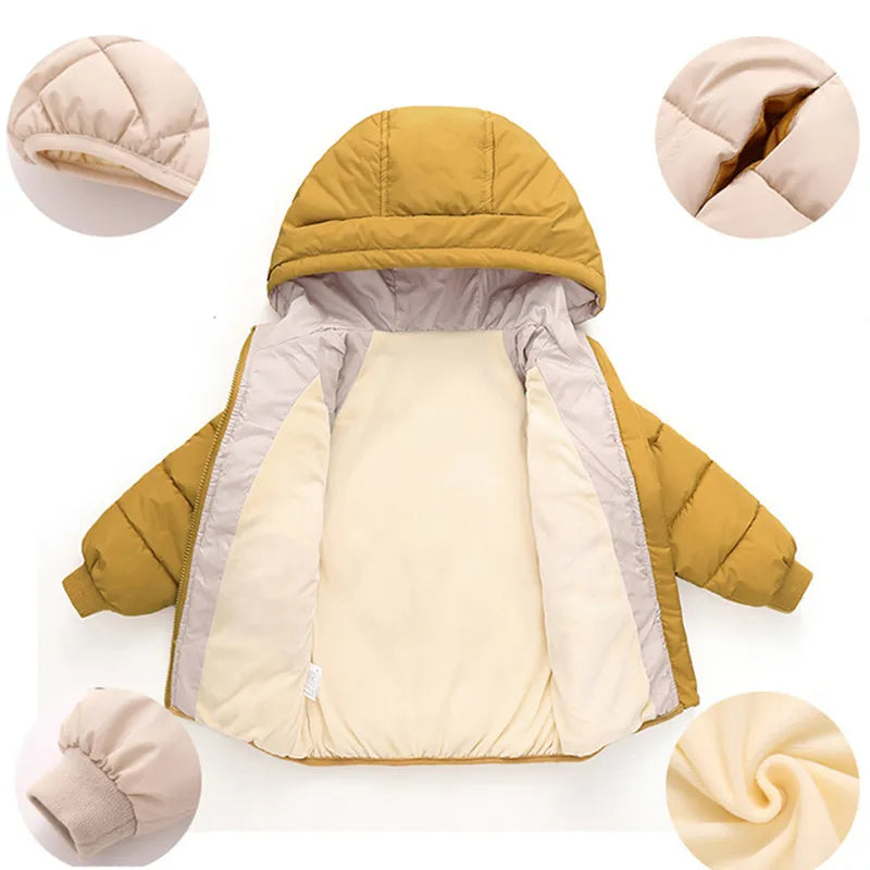 Kids Girls Boys Autumn Winter Jackets Coat New Children Down Padded Baby Jacket Plus Velvet Warm Cotton