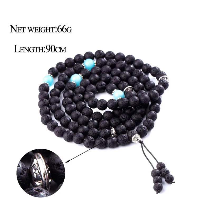 2024 Black Culture Love and Abundance 8mm Lava Stone 7 Chakra Bracelet Spiritual Men and Women meditation Beads Tibetan Jewelry