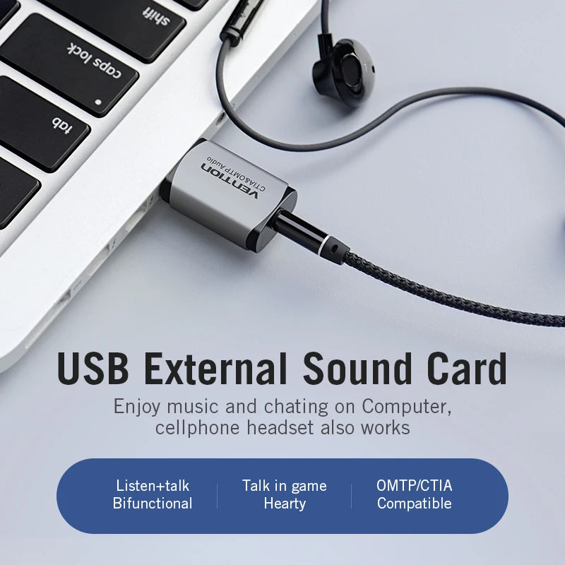 Vention Sound Card USB Audio Interface External Sound card USB Adapter 3.5mm For Laptop Speaker PS4 Earphone Mic SoundCard