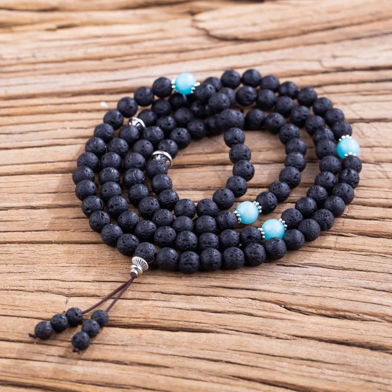 2024 Black Culture Love and Abundance 8mm Lava Stone 7 Chakra Bracelet Spiritual Men and Women meditation Beads Tibetan Jewelry