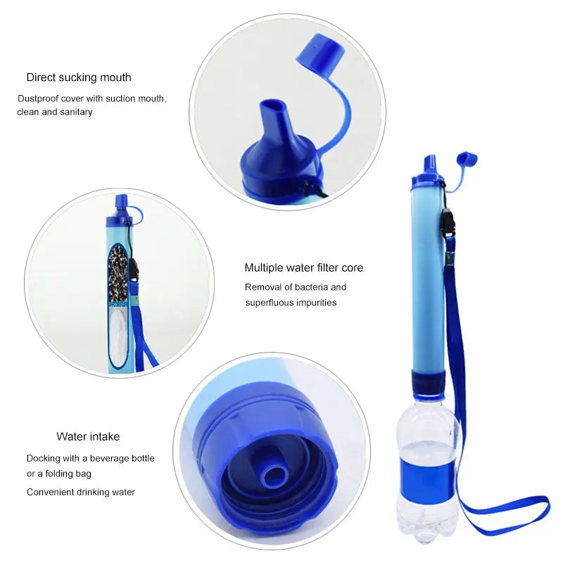 Outdoor Emergency Life Survival Portable Purifier Water Filter Filtration Straws