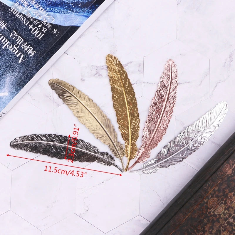 Creative Bookmark Retro Feather Shaped Metal Bookmarks Page Marker Office School Bookmarks for Book reading