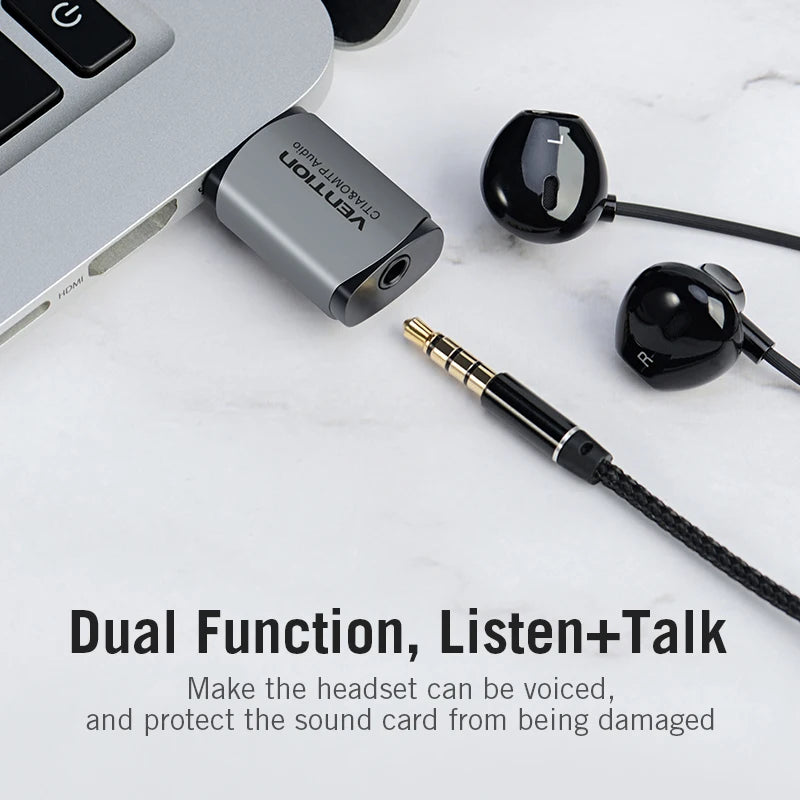 Vention Sound Card USB Audio Interface External Sound card USB Adapter 3.5mm For Laptop Speaker PS4 Earphone Mic SoundCard