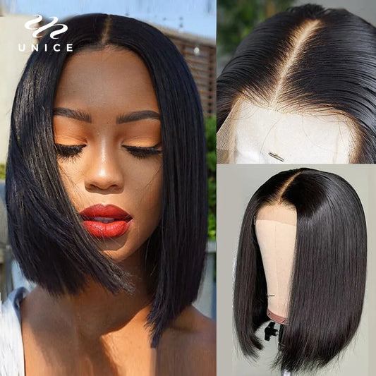 Beautiful Hair Straight Bob Wigs 4x4 13X4 Lace Front Wig Human Hair Wig Glueless Wear Go Wig