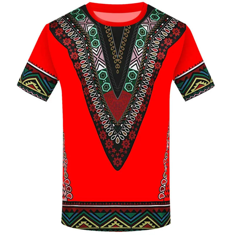 Men's Traditional African Print Dashiki Round Neck Shirt