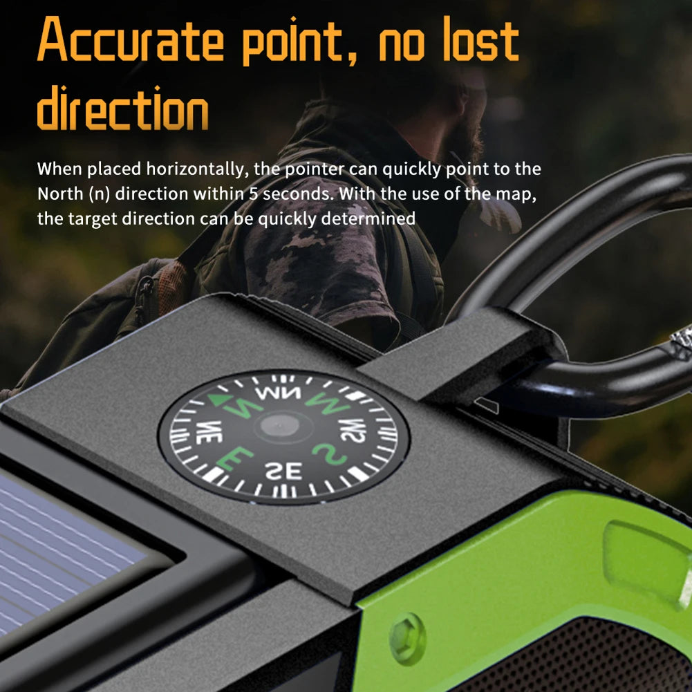 EcoTrek All Weather Emergency Radio-Your Lifeline in the Wild Radio Solar Powered also with (Hand Crank) Radio AM/FM Outdoor  Waterproof LED Flashlight 5000mAh Power Bank Charger