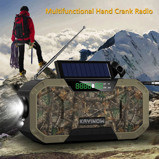 EcoTrek All Weather Emergency Radio-Your Lifeline in the Wild Radio Solar Powered also with (Hand Crank) Radio AM/FM Outdoor  Waterproof LED Flashlight 5000mAh Power Bank Charger