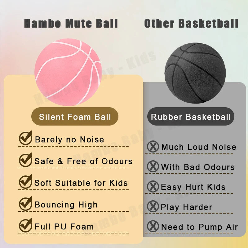 Silent Training Basketball High Density Foam Indoor Sports Balls Soft Bouncy Balls   Kids/ Adult Sports for fun play