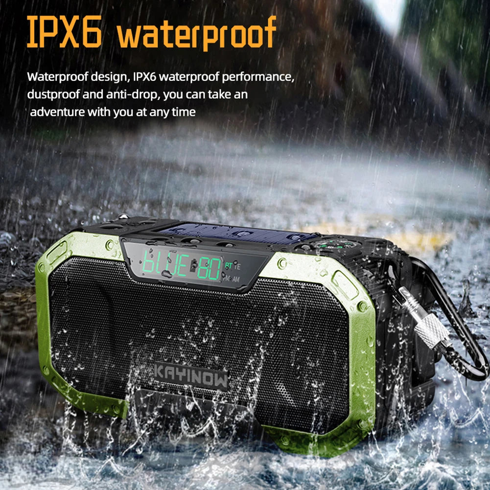 EcoTrek All Weather Emergency Radio-Your Lifeline in the Wild Radio Solar Powered also with (Hand Crank) Radio AM/FM Outdoor  Waterproof LED Flashlight 5000mAh Power Bank Charger