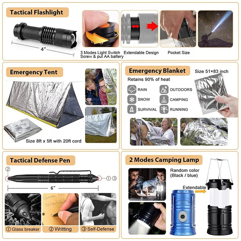 Outdoor Survival Kit First Aid Gear Emergency IFAK Military Full Set Self Defense Multifunction Tool Tactical Camping Equipment great to have on hand for everyone in the house