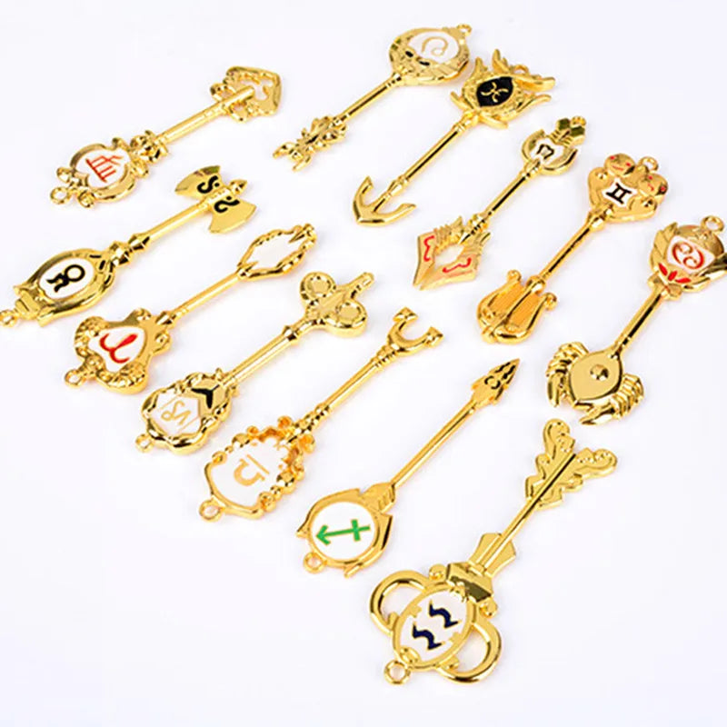 Anime Fairy Tail Keychain Lucy Zodiac Star Spirit Magician Summons Key Ring Twelve Constellation Key Chains Jewelry