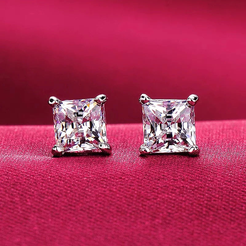 New Trending 925 Silver Needle Earrings for Women Natural Clear Zircon Piercing Stud Earrings Wedding Earring Gift