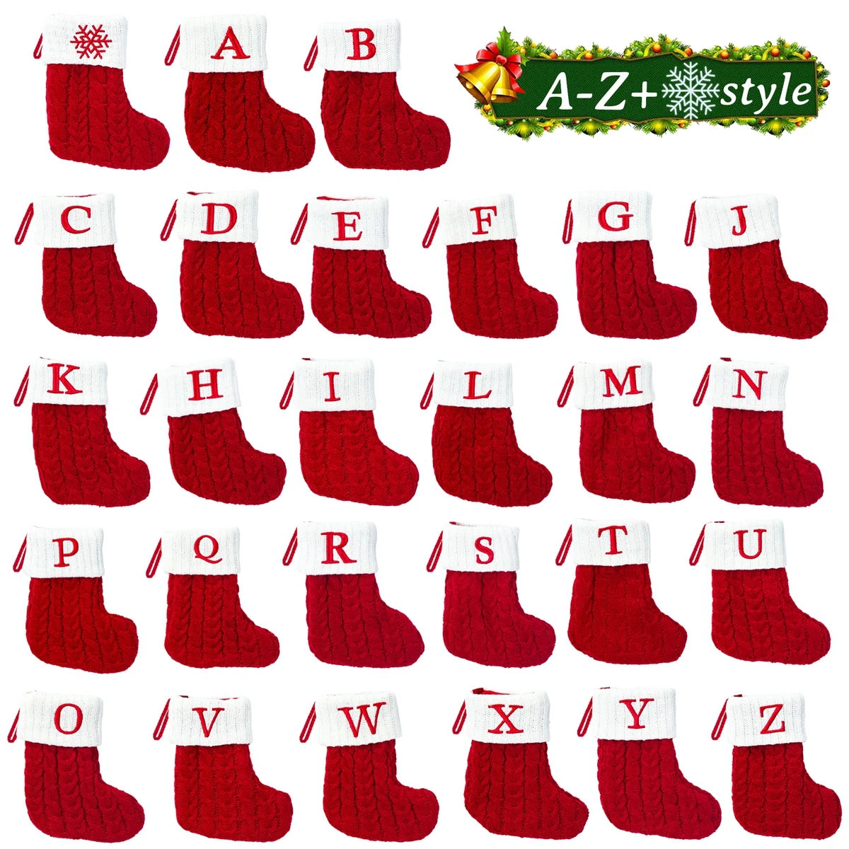 Christmas Socks Knitting Snowflake Letter Stocking Christmas Decoration For Home 2023 Xmas