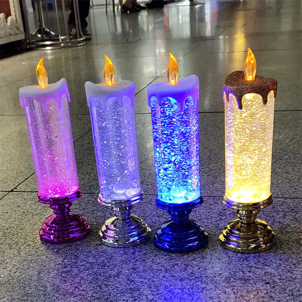 Crystal LED Electronic Candle Crystal Candles 7-color Gradient Party Atmosphere for Christmas Birthday Wedding