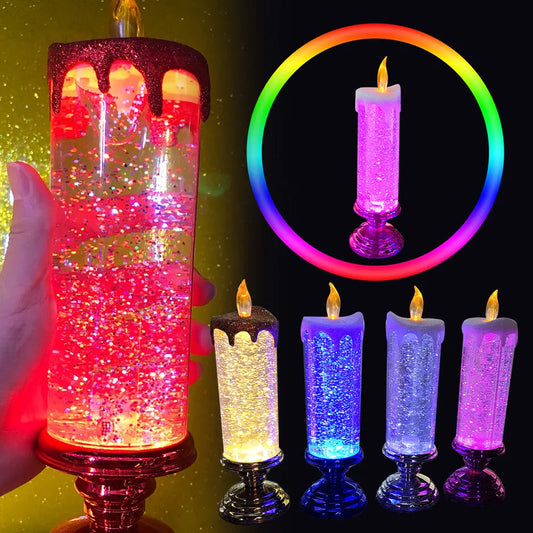 Crystal LED Electronic Candle Crystal Candles 7-color Gradient Party Atmosphere for Christmas Birthday Wedding