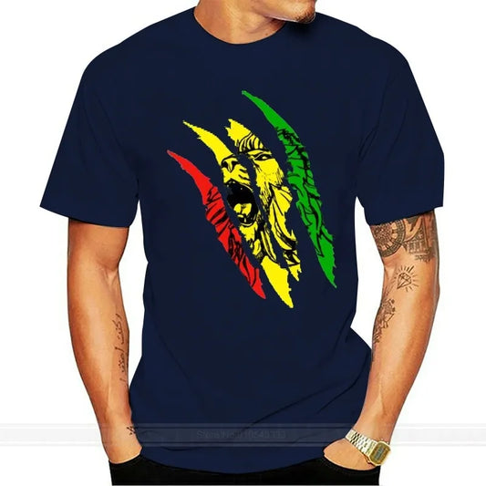 fashion Lion Of Judah Reggae Music Rastafari Rasta t shirt for men cotton awesome summer gents t shirt tee clothing Natural