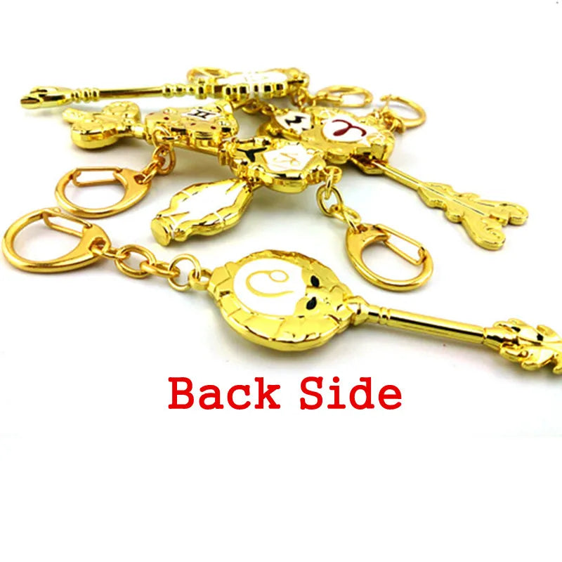 Anime Fairy Tail Keychain Lucy Zodiac Star Spirit Magician Summons Key Ring Twelve Constellation Key Chains Jewelry