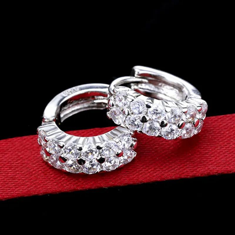 New Trending 925 Silver Needle Earrings for Women Natural Clear Zircon Piercing Stud Earrings Wedding Earring Gift