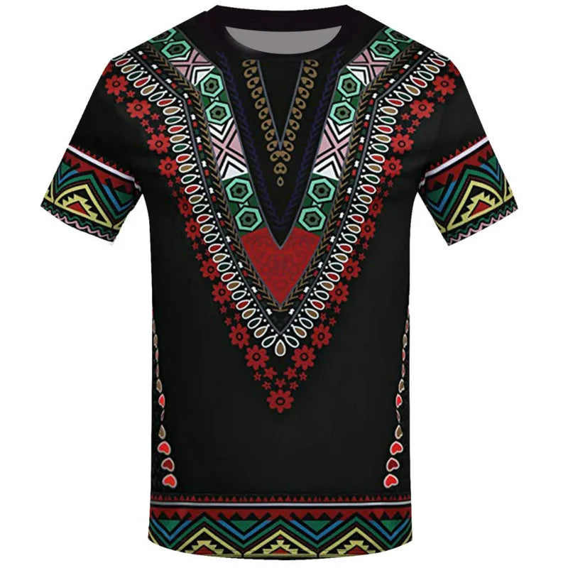 Men's Traditional African Print Dashiki Round Neck Shirt